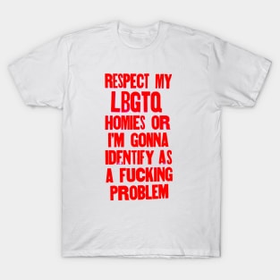 Respect my LBGTQ homies or else T-Shirt